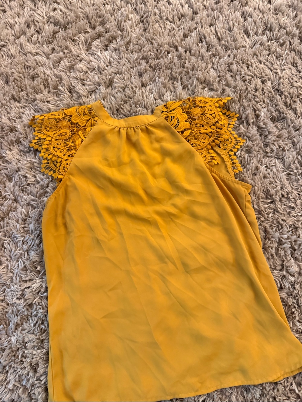 Express Yellow Crochet Lace Sleeve Tank